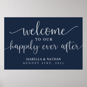 Poster Rustic Happily Ever After Wedding Welcome Sign