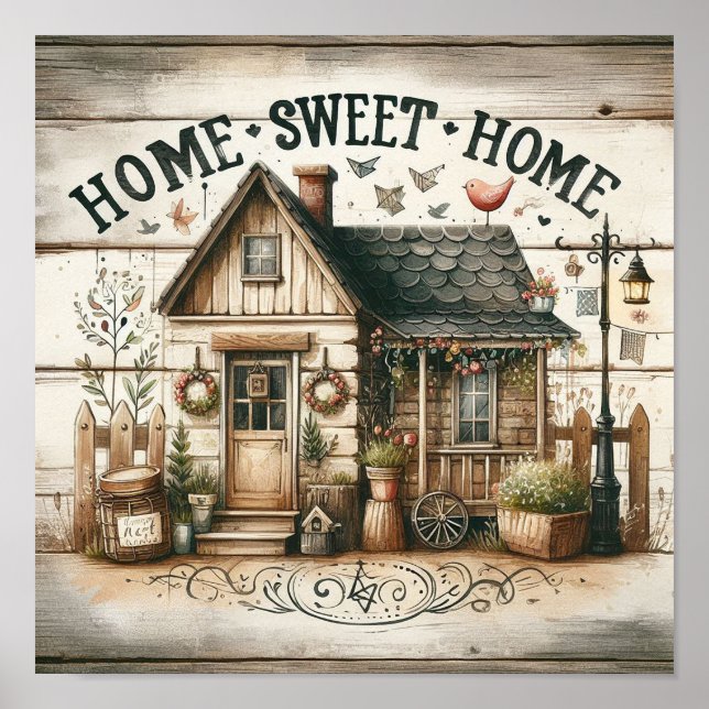 Poster Rustic Home Sweet Home 2 (Devant)
