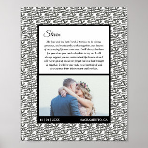 Poster Rustic Leaves Custom Wedding Photo Marriage Vows