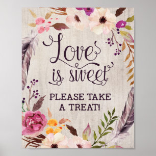 Poster Rustic Love est Sweet Mariage Fête des mariées Déc