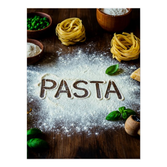 Poster Rustic Pasta Still Life Art – Culinary Kitchen Dec (Devant)