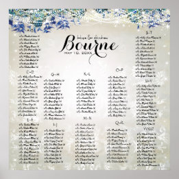 Poster Rustic Peacock Navy Rustic Luxe - Seating Chart