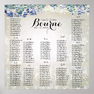 Poster Rustic Peacock Navy Rustic Luxe - Seating Chart