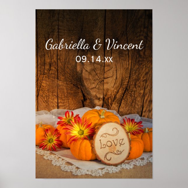 Poster Rustic Pumpkins Fall Wedding (Devant)