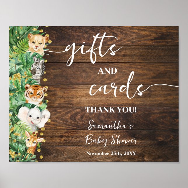 Poster Rustic Safari Animaux Cadeaux & Cartes Baby shower (Devant)