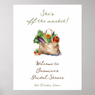 Poster Rustic She's Off the Market Fête des mariées Bienv