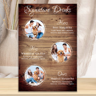 Poster Rustic Signature Boissons 3 Photo Chien Mariage an
