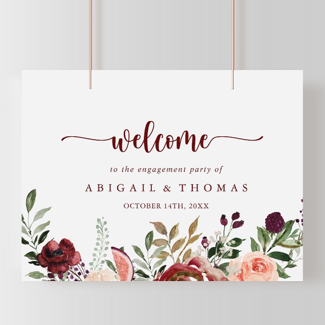 Poster Rustic Summer Floral Engagement Party Bienvenue (Créateur téléchargé)