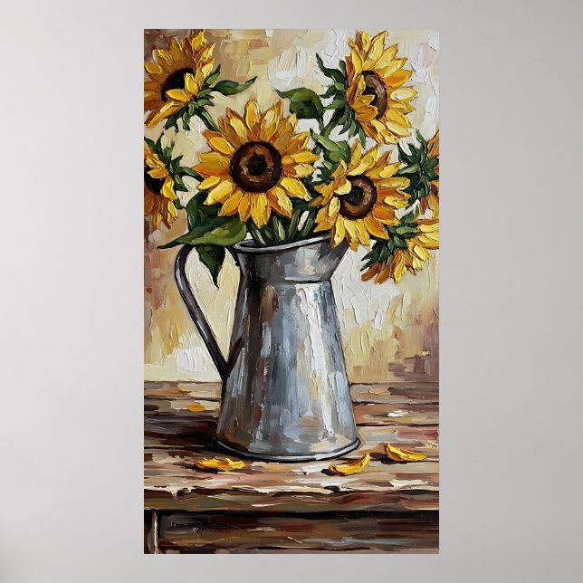 Poster Rustic Sunflower Decor Expressionist Painting (Devant)