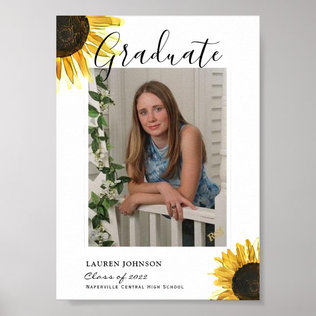 Poster Rustic Sunflower Graduation (Devant)