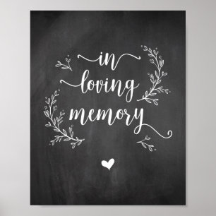 Poster Rustic Vines Chalkboard En mémoire d'amour, mémori