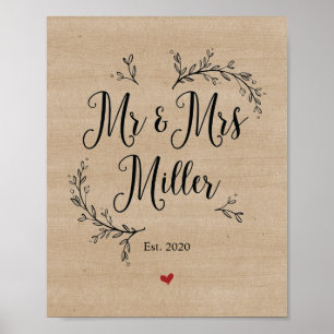 Poster Rustic Vines M. et Mme Miller signent