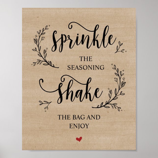 Poster Rustic Vines Mariage Popcorn Bar (Devant)