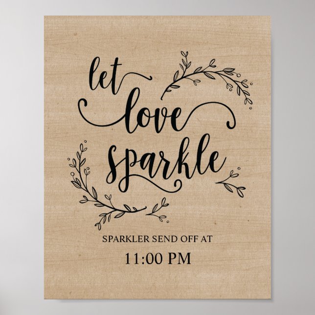 Poster Rustic Vines Mariage Sparkler envoyer l'affiche (Devant)
