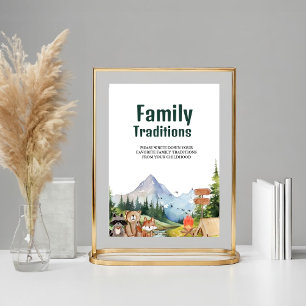 Poster Rustic Woodland Family Traditions Panneau baby sho