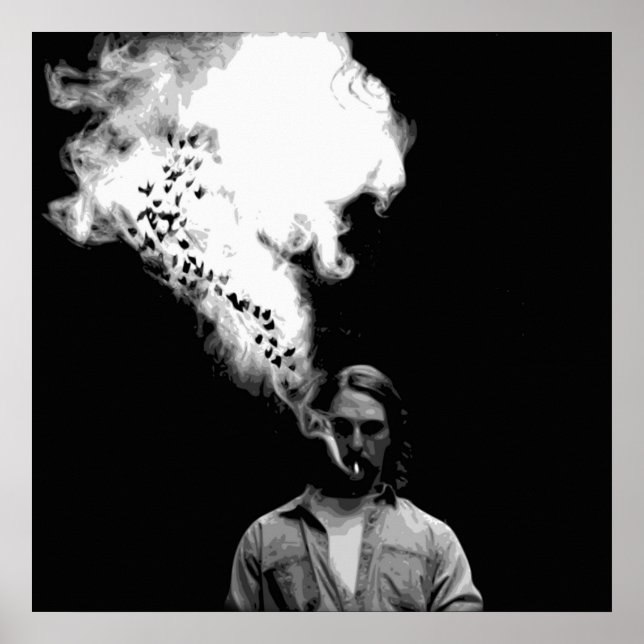 Poster Rustin Cohle du vrai détective Fumer un cigaret (Devant)