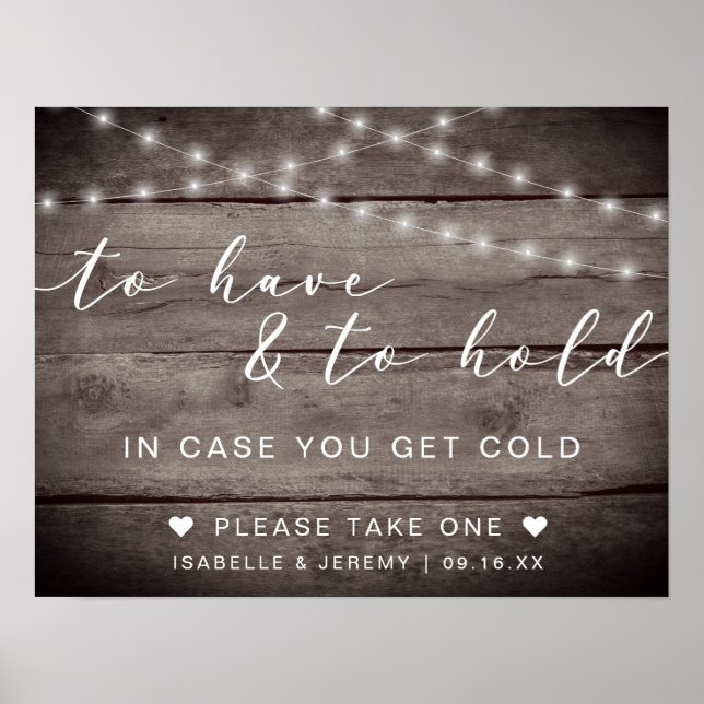 Poster Rustique à avoir et à tenir un signe Mariage (Devant)