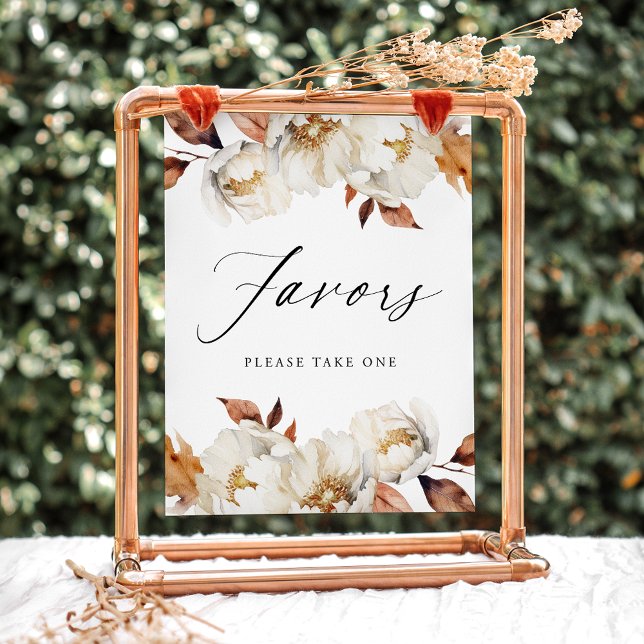 Poster Rustique Automne Floral Faveurs Mariage Faveurs Si (Créateur téléchargé)