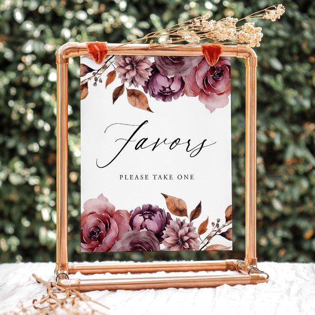 Poster Rustique Automne Floral Faveurs Mariage Faveurs Si (Créateur téléchargé)
