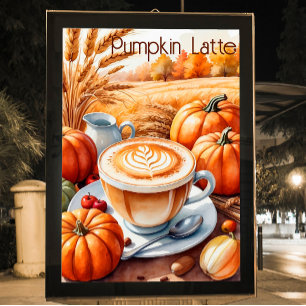 Poster Rustique Automne Harvest Citrouille Spice Latte