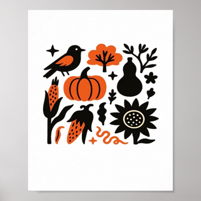 Poster Rustique Automne Harvest Folk Classic T-Shirt (Devant)