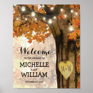 Poster Rustique Automne Lumières Arbre d'automne Bienvenu