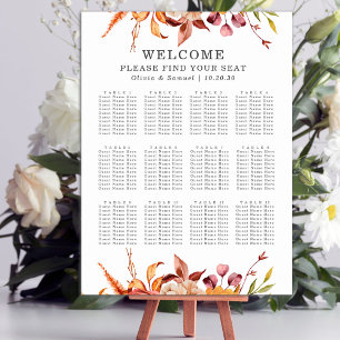 Poster Rustique Automne Mariage Réception Carte de siège