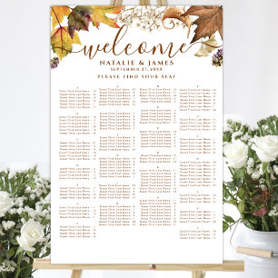 Poster Rustique Automne Mariage Table Alphabétique Siège