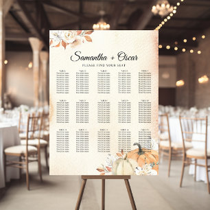 Poster Rustique Automne Orange Citrouilles & Fleurs