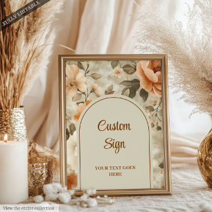 Poster Rustique Bohème Orange Brûlé Ivoire Sage Fleurs Pe