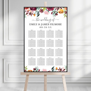 Poster Rustique Bourgogne Automne Floral Mariage Siège