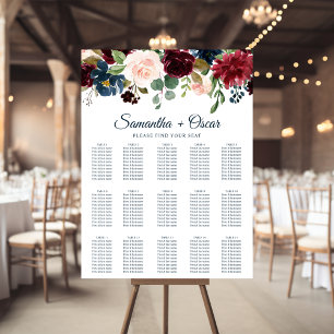 Poster Rustique Bourgogne Marine Bleu & Rouge Beauté Fleu