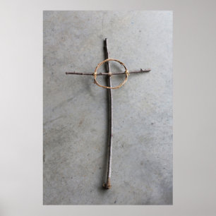Poster Rustique Celtique Christian Cross Aspect vertical