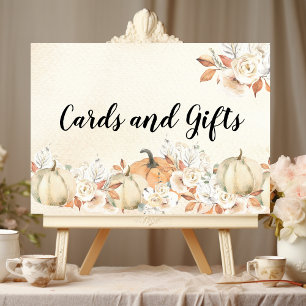 Poster Rustique Citrouilles et fleurs d'automne