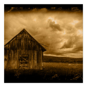Poster rustique de l'ouest ferme ancienne grange