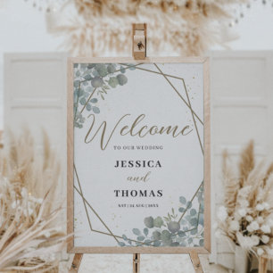 Poster Rustique Eucalyptus Foliage Mariage Bienvenue