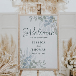 Poster Rustique Eucalyptus Foliage Mariage Bienvenue