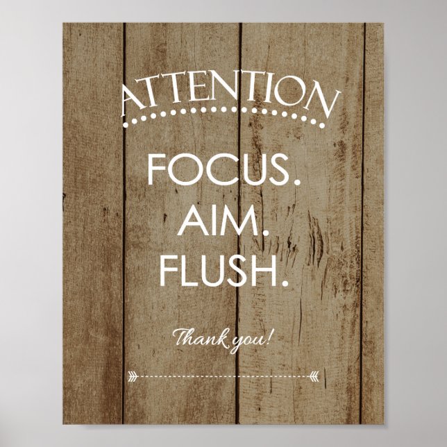 Poster Rustique Focus Objectif Flush Funky Salle de bain  (Devant)