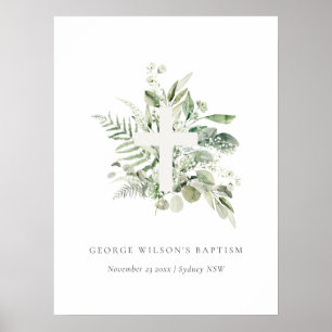 Poster Rustique Green Eucalyptus Fern Foliage Croix Baptê