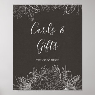 Poster Rustique Hiver   Panneau Charbon et Cadeaux