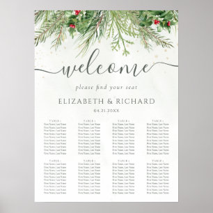 Poster Rustique hiver verdure Berries Pine Cone Mariage