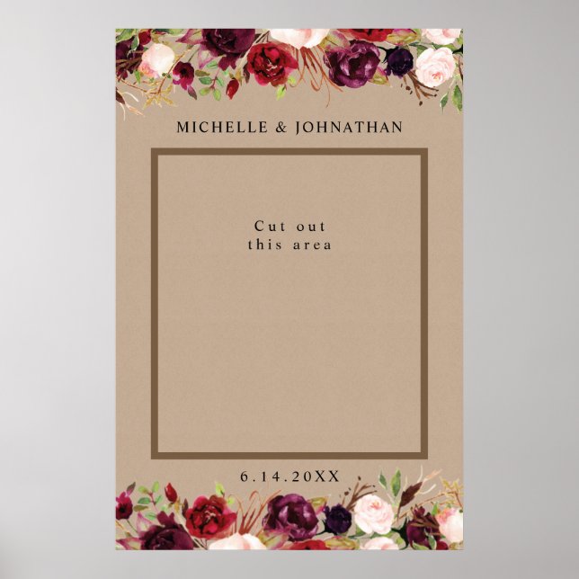 Poster Rustique Kraft Floral Photo Prop Selfie Frame (Devant)