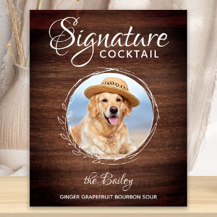 Poster Rustique Mariage chien bar  Signature Cocktail