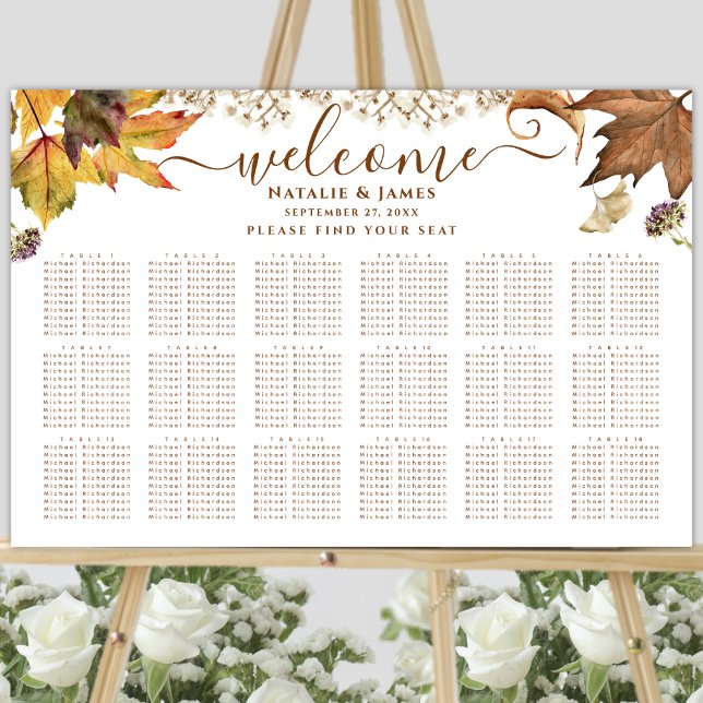 Poster Rustique Mariage d'automne 18 Table Sièges (Créateur téléchargé)