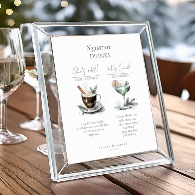 Poster Rustique Mariage d'hiver Signature Boissons ID1049 (Créateur téléchargé)