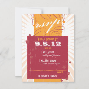Poster rustique : Mariage rose et orange RSVP