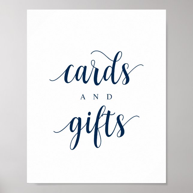 Poster Rustique moderne, bleu marine, cartes de mariage e (Devant)