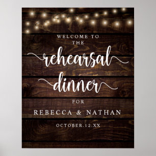 Poster Rustique moderne, Dîner de répétition Mariage Bien