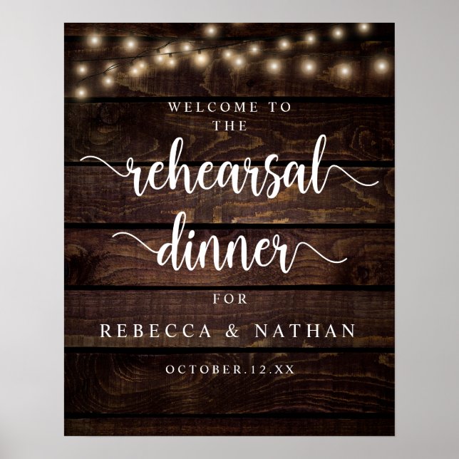 Poster Rustique moderne, Dîner de répétition Mariage Bien (Devant)