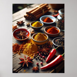 Poster Rustique Spice Kitchen Wall Art